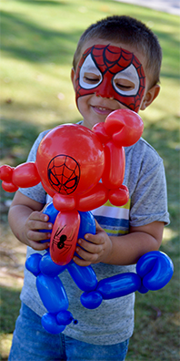 spiderman balloon and facepaint